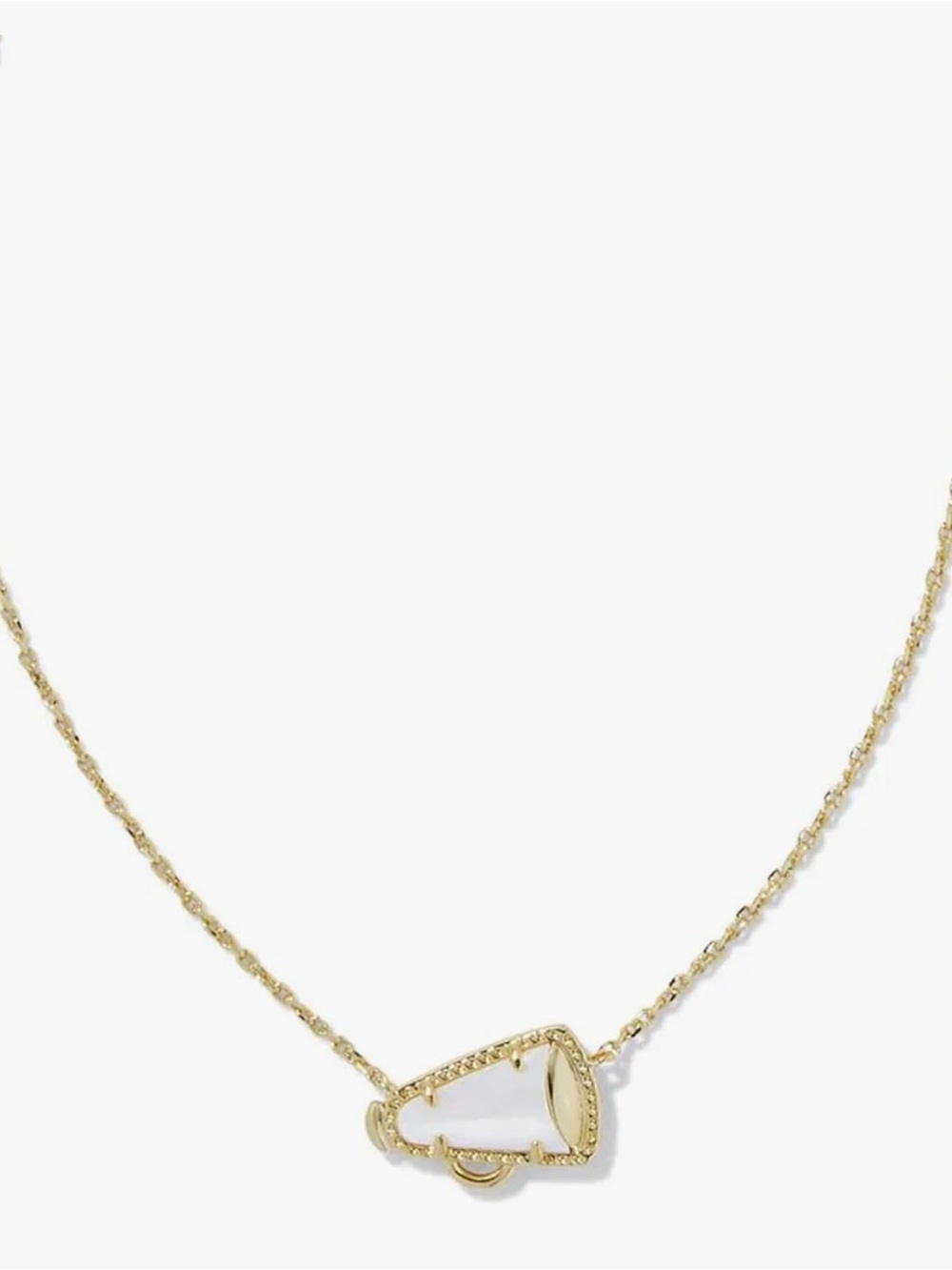 Kendra Scott White Enamel Megaphone Pendant Necklace in Gold
